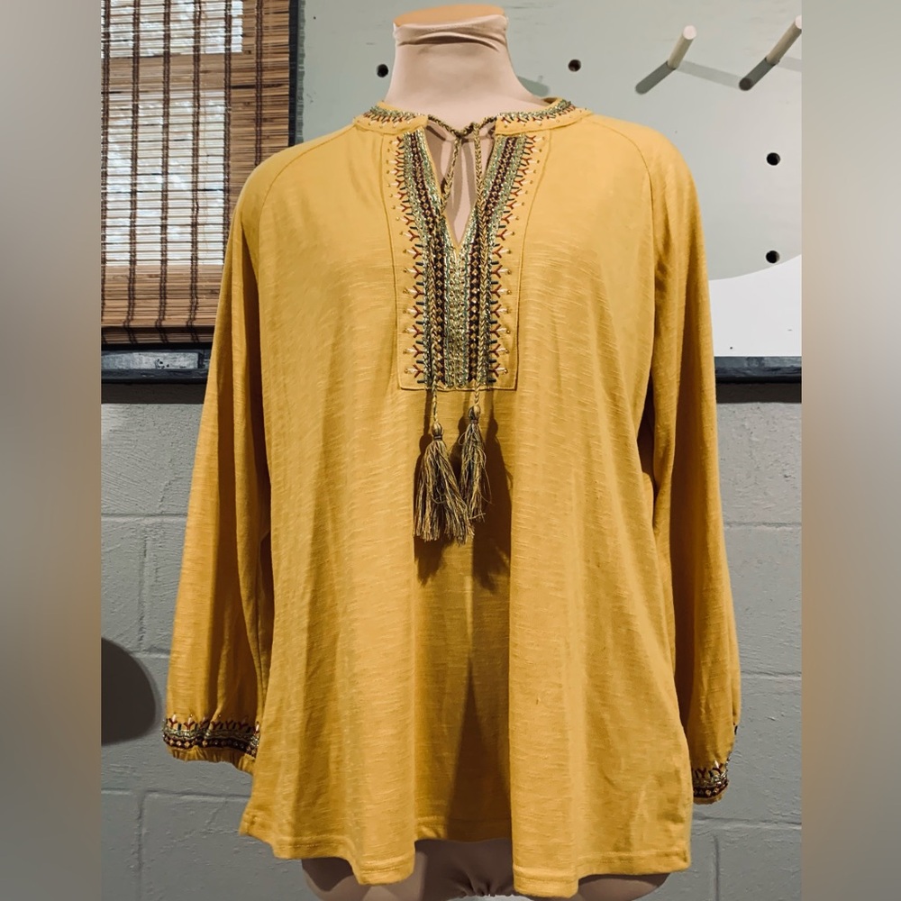 Mustard Embroidered Women's Tunic